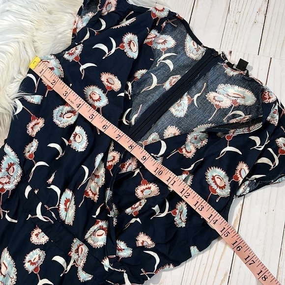J Crew Mercantile navy floral wrap dress size 0 - Picture 8 of 11